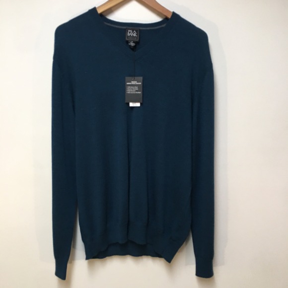 Jos. A. Bank Other - NEW Jos. A. Bank Traveler Sweater Mens XL Teal Blue Merino Wool V-Neck Luxury